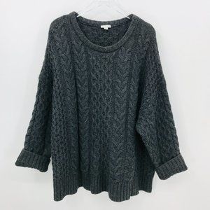 J. Jill Charcoal Gray Cable Knit Sweater
